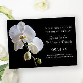 White Orchid auf Black Wedding Save the Date