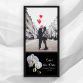 White Orchid auf Black Wedding Save the Date