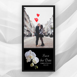 White Orchid auf Black Wedding Save the Date