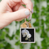 White Orchid auf Black Wedding Schlüsselanhänger (Hand)