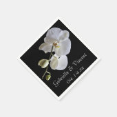 White Orchid auf Black Wedding Serviette (Ecke)