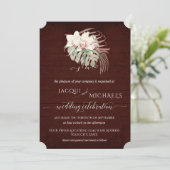 White Orchid Floral BOHO moody Burgundy Tropical Einladung (Stehend Vorderseite)