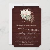 White Orchid Floral BOHO moody Burgundy Tropical Einladung (Vorderseite)