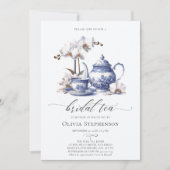White Orchid Hampton Toile Chic Bridal Teedusche Einladung (Vorderseite)