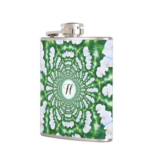 White Orchid Mandala Flachmann (Links)