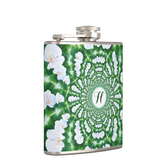 White Orchid Mandala Flachmann (Rechts)