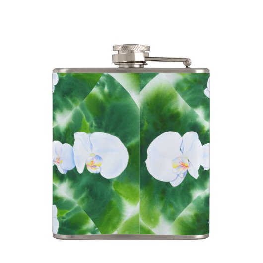 White Orchid Mandala Flachmann (Rückseite)