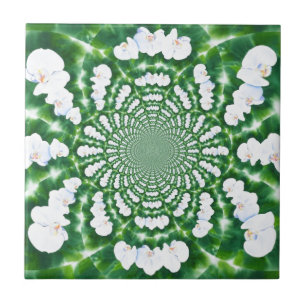 White Orchid Mandala Fliese