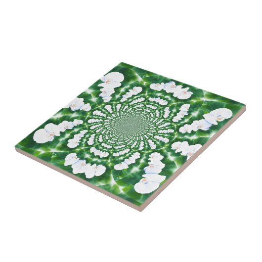 White Orchid Mandala Fliese (Seite)