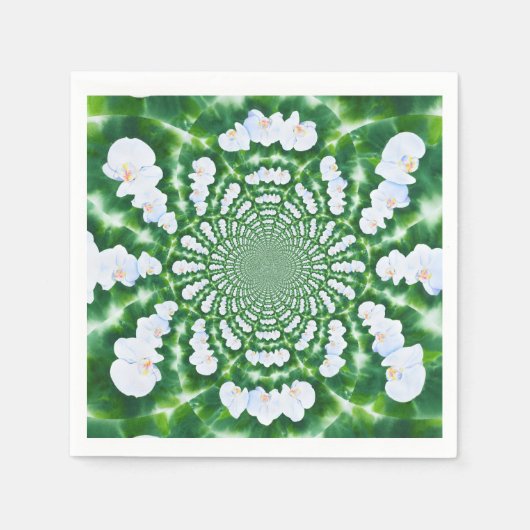 White Orchid Mandala Serviette (Vorderseite)