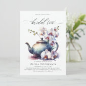 White Orchid Moderne klassische Bridal Teedusche Einladung (Stehend Vorderseite)