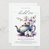 White Orchid Moderne klassische Bridal Teedusche Einladung (Vorne/Hinten)