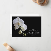White Orchid on Black Share a Memory Beerdigung Mitteilungskarte (Vorderseite/Rückseite Beispiel)