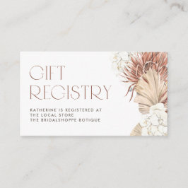 White Orchid Palm Blätter Boho Baby Showregistrier Begleitkarte