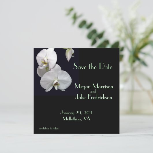 White Orchid Save the Date (Stehend Vorderseite)