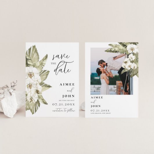 White Orchid Save the Date Einladung