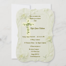 White Orchid & Vine Baptism Einladung