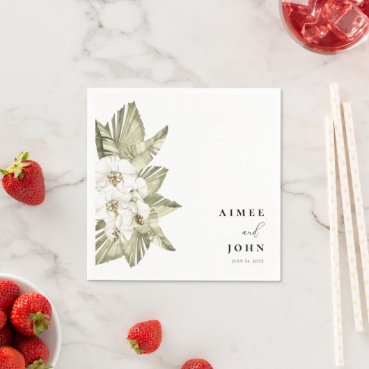 White Orchid Wedding Cocktail Napkins Serviette (Beispiel)