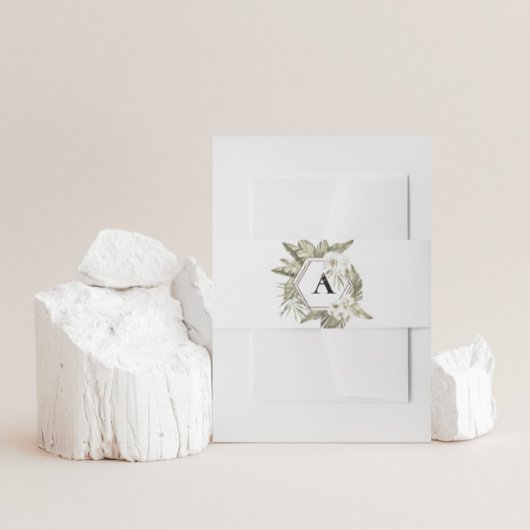 White Orchid Wedding Einladung Bauchband Einladungsbanderole