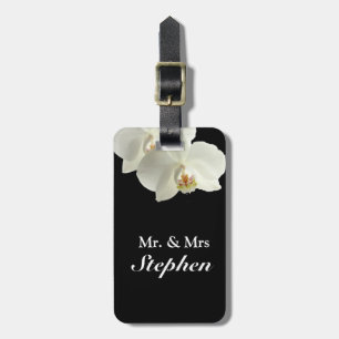 White Orchid Wedding Luggage Tags für Flitterwoche Gepäckanhänger