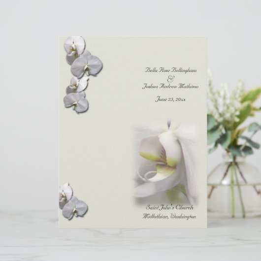 White Orchid Wedding Program (Stehend Vorderseite)