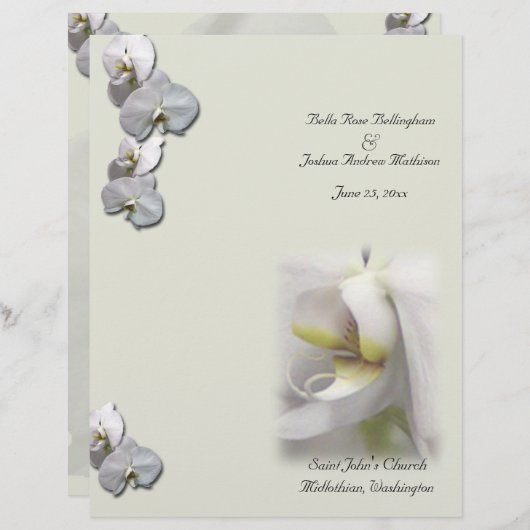 White Orchid Wedding Program (Vorne/Hinten)