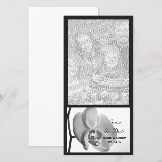 White Orchid Wedding Save the Date (Vorne/Hinten)