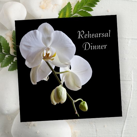 White Orchid zum Abendessen bei Schwarzer Hochzeit Einladung
