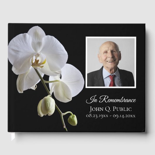 White Orchid zum Schwarzen Beerdigungsgedanken-Fot Gästebuch (Vorderseite)