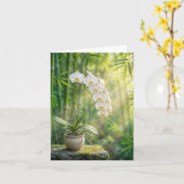 White Orchids and Bamboo Note Card Karte (Gelbe Blume)