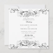 White Orchids Art Sketch Moderne romantische Hochz Einladung (Vorderseite)
