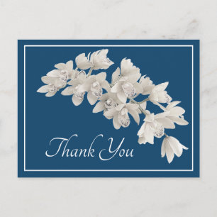 White Orchids Blue Background Vielen Dank Postkarte
