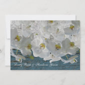 White Orchids Blue Wood Damask Einladung Hochzeit (Rückseite)