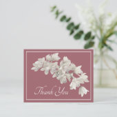 White Orchids Blush Hintergrund Danke Postkarte (Stehend Vorderseite)