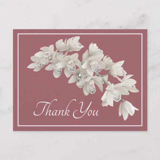 White Orchids Blush Hintergrund Danke Postkarte (Vorderseite)