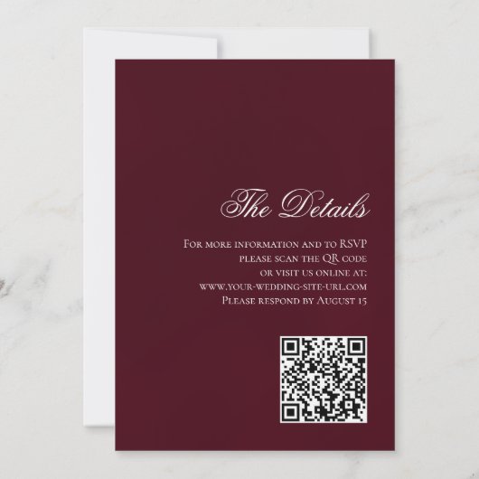 White Orchids Extravagantes Script QR Code Hochzei Einladung (Rückseite)