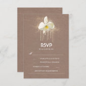 White Orchids Gold Glam Wedding RSVP Card (Vorne/Hinten)