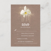 White Orchids Gold Glam Wedding RSVP Card