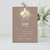 White Orchids Gold Glam Wedding RSVP Card Karte (Stehend Vorderseite)