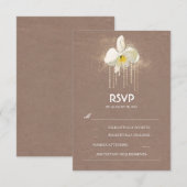 White Orchids Gold Glam Wedding RSVP Card Karte (Vorne/Hinten)