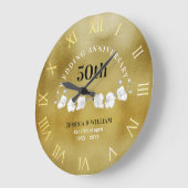White Orchids Gold Wedding Jubiläum Keepake Große Wanduhr (Winkel)