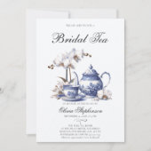 White Orchids Hampton Toile Bridal Teedusche Einladung (Vorderseite)