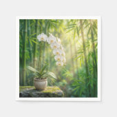 White Orchids in Bamboo Forest Serviette (Vorderseite)