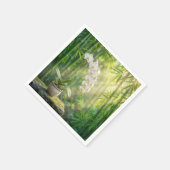 White Orchids in Bamboo Forest Serviette (Ecke)