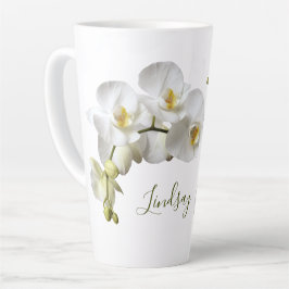 White Orchids Name Template Elegantes Geschenk Lat Milchtasse