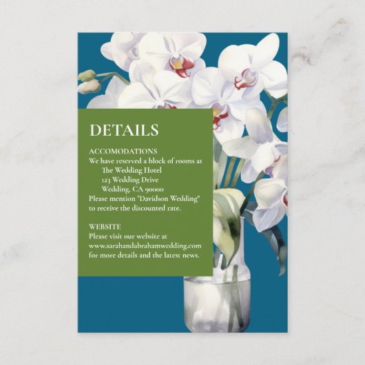 White Orchids Ocean Blue Details Umschließungskart Begleitkarte (Vorderseite)