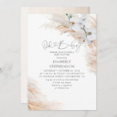 White Orchids Pampas Grass Oh Baby Dusche Einladung (Vorne/Hinten)