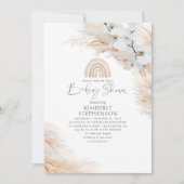 White Orchids Pampas Grass Rainbow Baby Dusche Einladung (Vorderseite)