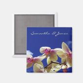 White Orchids und Blue Sky Personal Wedding Magnet (Vorderseite/Rückseite)