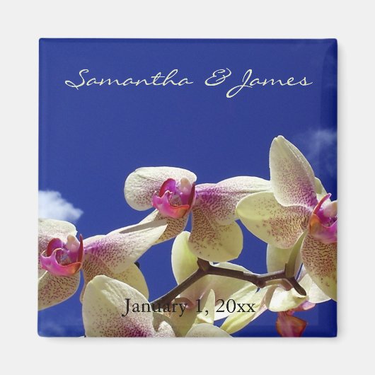White Orchids und Blue Sky Personal Wedding Magnet (Vorne)